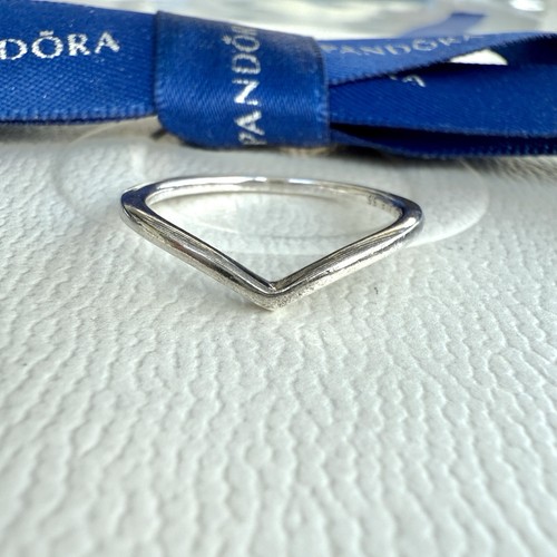 Authentic Pandora Silver Polished Shining Wish Wishbone Ring Size 56 #196314