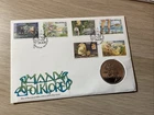 ISLE OF MAN 1997 FOLKLORE CROWN COIN AND FIRST DAY COVER. LOOK!