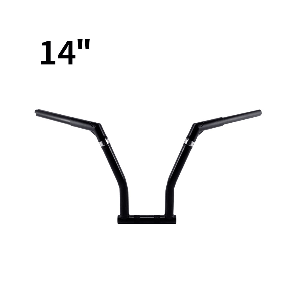 Guidon Breezer 1 pouce hauteur 14 pouces noir mat pour custom et chopper
