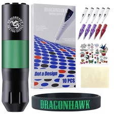 Dragonhawk X2 pro 3.5mm Stroke Machine Tattoo Kit with Ballpoint Cartridges Need