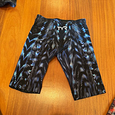 Great Condition: Men s TYR High Waisted Venzo Size 25 Blue Swimming Tech Suit