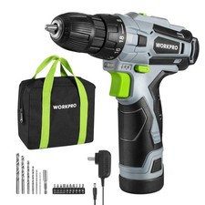 WORKPRO 12V Cordless Drill Driver Kit, Electric Screwdriver Tool Set, 3/8"
