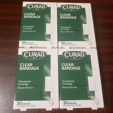 4 Boxes Curad Clear Band Aids First Aid Bandage 30 Count Box