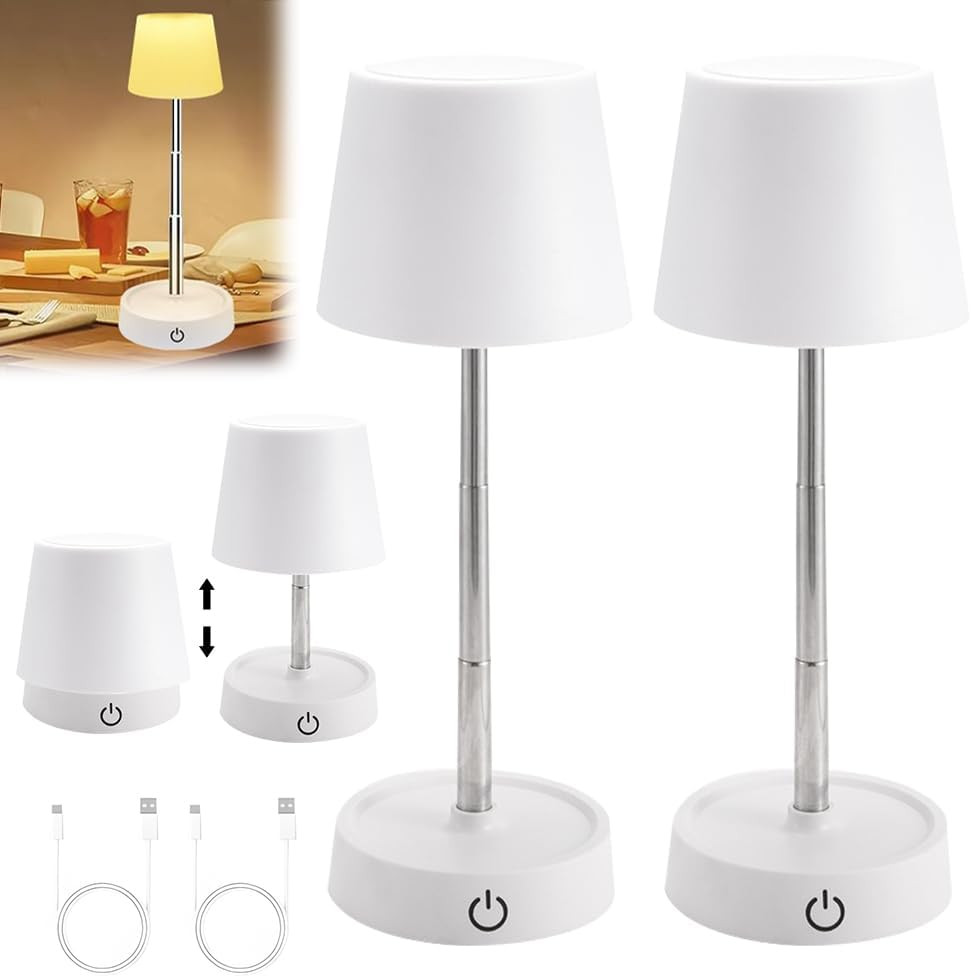 Set 2 Lampade da Tavolo LED Senza Fili Ricaricabili | Design Touch IP54