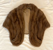 Vintage Mink Fur Stole Shawl Wrap Bolero Shrug Jacket One Size 1950s-70s
