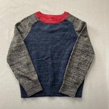 Gap Kids Boys XS Navy Blue Grey Red Colorblock Raglan Knit Pullover Sweater