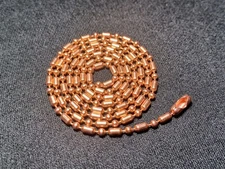 24inch Copper 2.4mm Bar & Ball Bead Military Type Dog Tag Chain Necklace