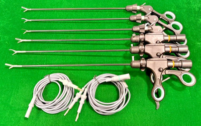 6pc Laparoscopic Monopolar/Bipolar Forceps 5mmx330mm with Cables Reusable