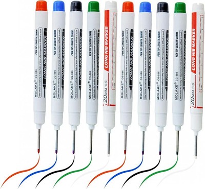 10 Pcs 20MM Long Head Deep Hole Marker Pens,Multi Channel Long Pointed Deep Hole