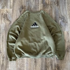 Vintage Adidas Equipment Sweatshirt Mens Medium Green Fleece Crewneck Logo 90s