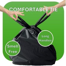 Black Plastic Polythene Vest Style Carrier Bags - Large Size 11 x 17 x 21