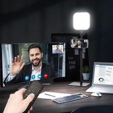 Video Conference Lighting, 180 LED Webcam Light with 3 Color 5 Brightness f...