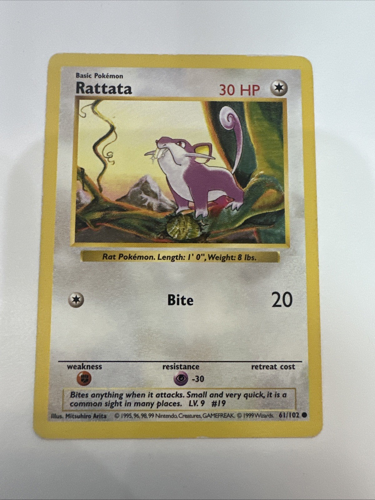 Pokemon TCG 1999 WOTC Base Set Trading Card - Rattata 61/102 MP 98