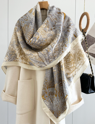 70% Cashmere 30% Silk Neckerchief rainforest Print Scarf 53