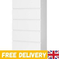 Contemporary 5-Drawer Storage Cabinet in White - Ideal for Bedroom & Living Room