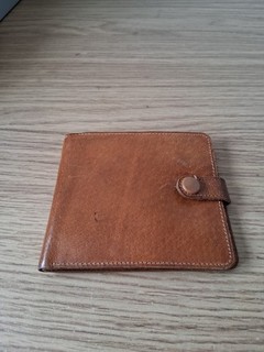 CARTERA VINTAGE DE PIEL DE CERDO TOSTADA AÑOS 60 con secciones para billetes de 5 20/ y 10/ £