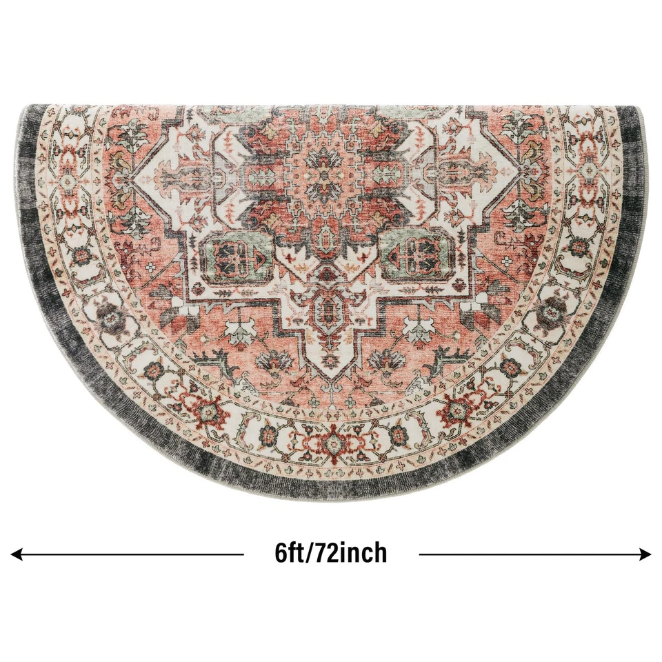 Tapetes redondos vintage de 6 pés antiderrapante lavável tapete circular com apoio de borracha dobrável... - Imagem 2 de 4