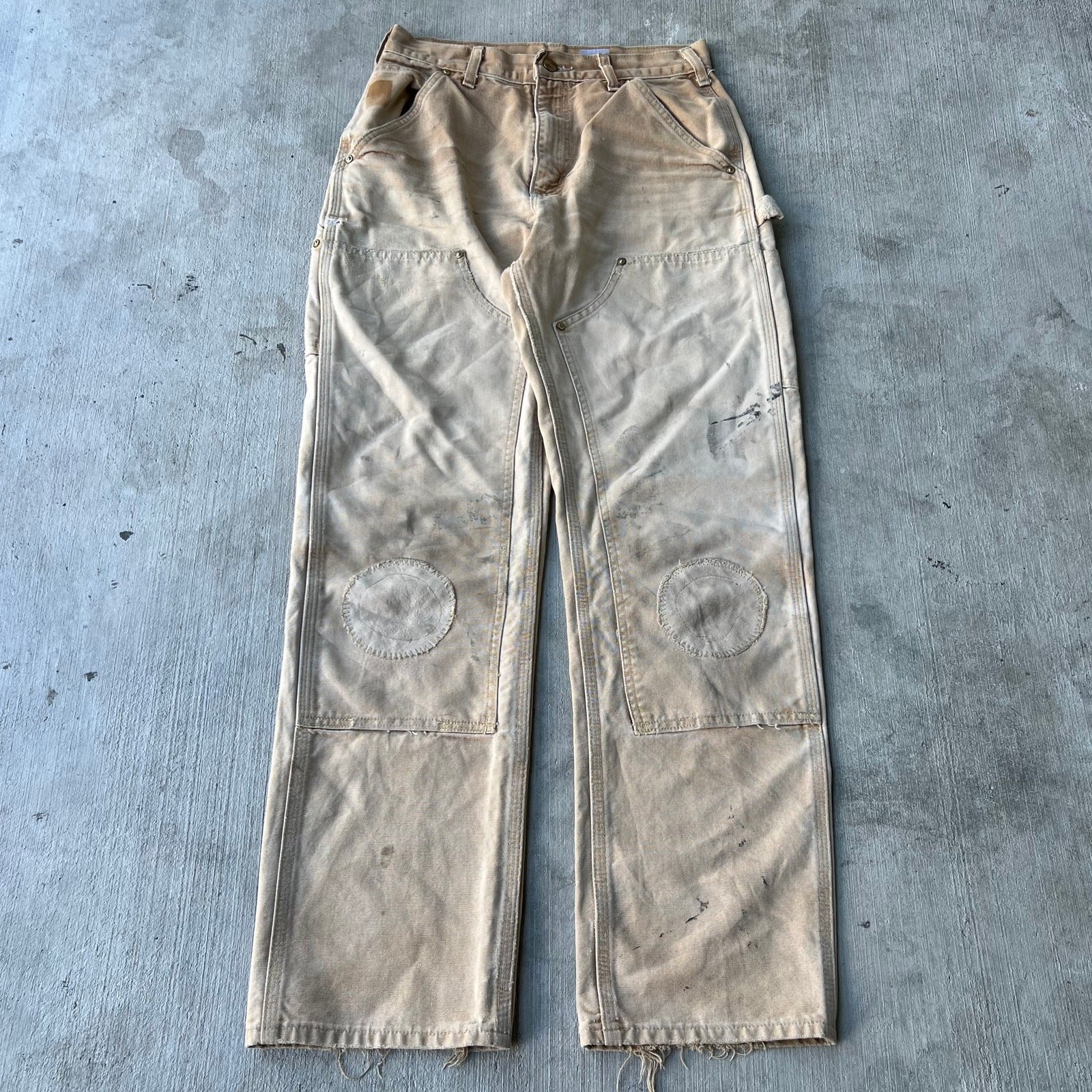 Vintage carhartt brown faded y2k double knee work wear carpenter pants