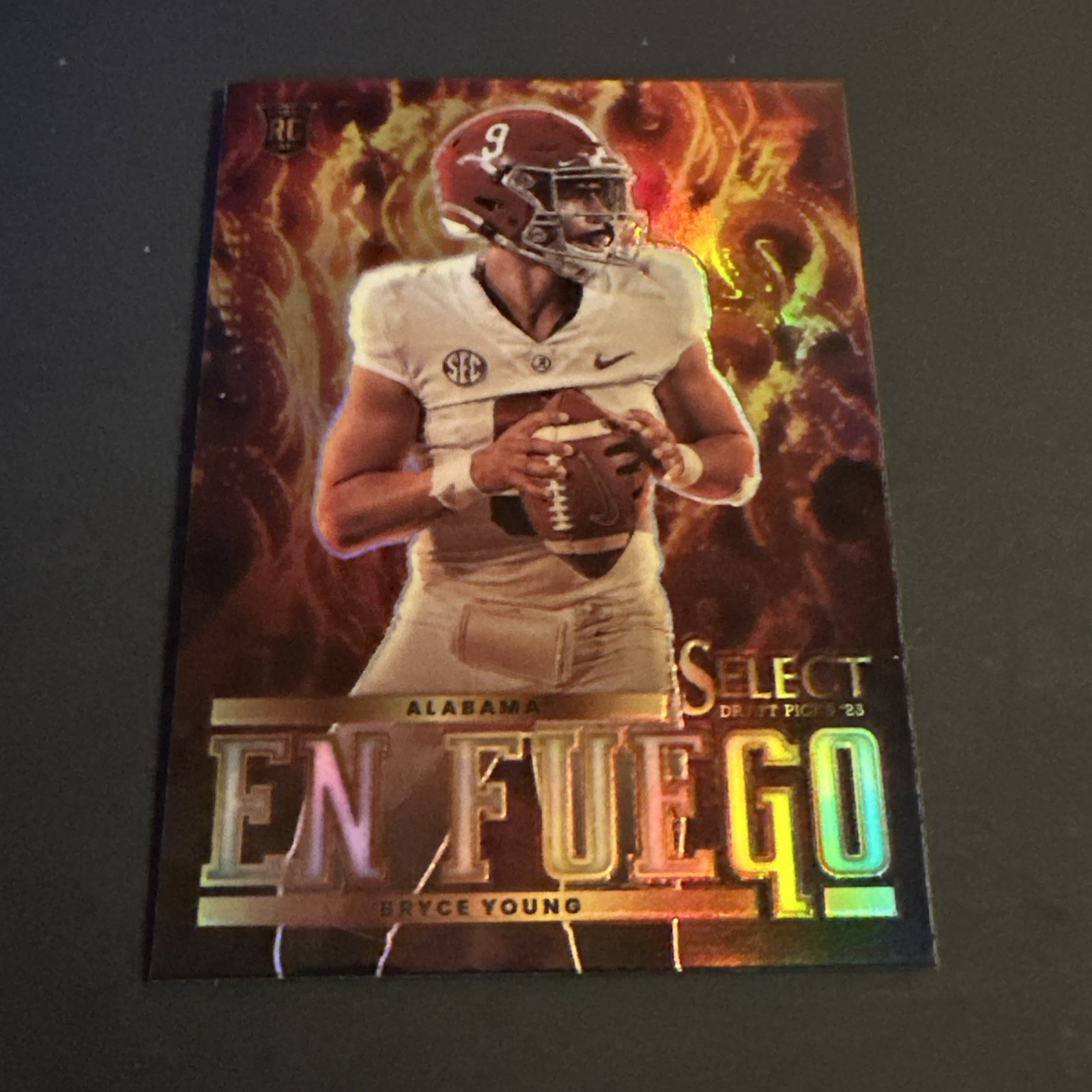 Bryce Young 2023 Panini Select Draft Picks En Fuego Silver Prizm Rookie EF-BY