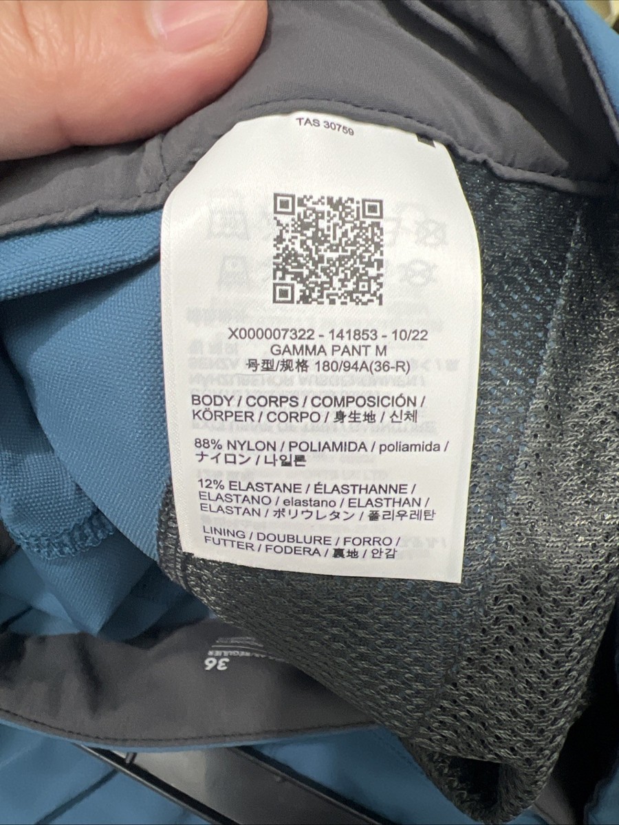 バッグ Arc'teryx Gamma Pant M Men's 36R Serene Blue Softshell Hiking