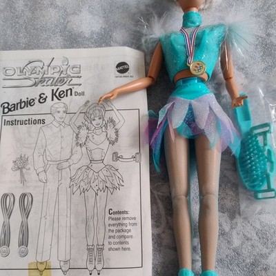 Vintage blaue Olympia Eisläufer Spinning Barbie Puppe 90er Mattel, neu