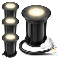 4X Boru Bodeneinbauleuchte Schwarz Rund IP67 Mit GU10 Led 2W Warmweiß Gartenspot