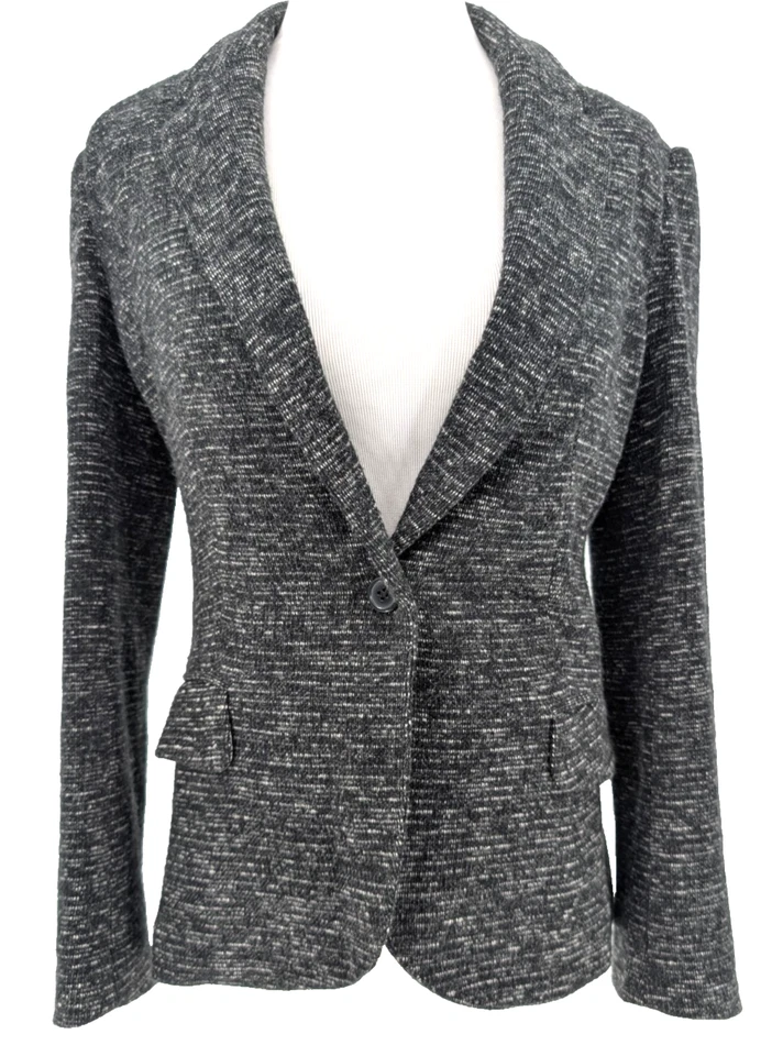 Blazer parisino clásico tejido negro de un solo pecho Anthropolgie Cartonnier pequeño Foto 2 de 4