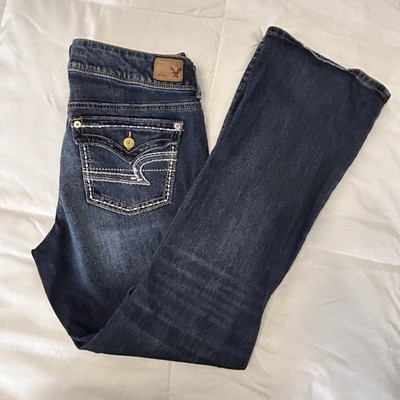American Eagle Women s Size 12 Regular Kick Boot Medium Wash Flap back pockets