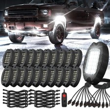 20 Pods Alloy Pure White LED Rock Lights with Extension Wires, IP68 Waterproo...