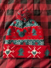 Mickey Mouse Disney Store Christmas colors Knit Beanie Hat One Size
