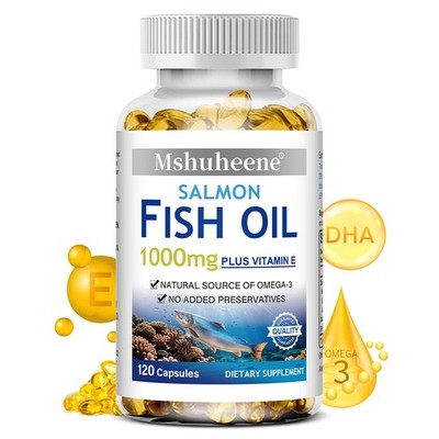 Mshuheene Salmon Fish Oil 1000mg with EPA DHA Vitamin E 30/60/120 Capsules