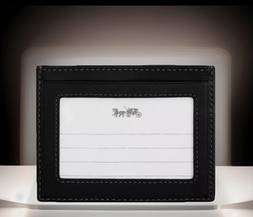 💠NUEVA Cartera Estuche para Tarjetas Coach 💠 Denim Signature 💠NEGRO CAJ47 Foto 2 de 4