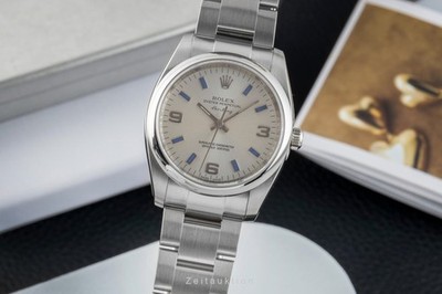 Rolex Air King 34 Edelstahl 3-6-9 Dial Automatik Medium Size Ref 114200 B&P 2010