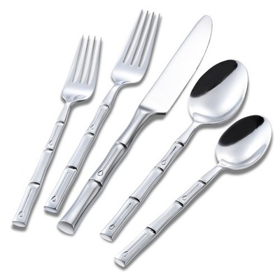 Silverware Set Stainless Steel Flatware Set 40 Pieces Cutlery Set Bamboo Hand...