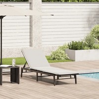 Sonnenliege Aus Poly Rattan Mit Auflage Schwarz FüR Garten Terrasse Balkon