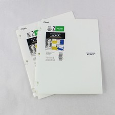Lot of 2 Mead Five Star White 2-Pocket Folders X-597 for School Supplies