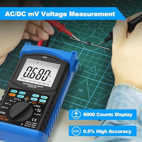 Multimeter, Digital Multimeter 6000 Counts Trms, Auto-ranging Color Lcd Screen Voltmeter, Smart