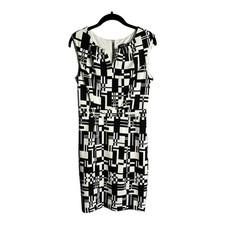 Ellen Tracy Black and White Print Sleeveless Knee Length Dress Size 4