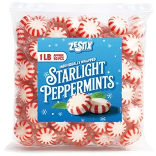 Bulk Peppermint Candy 1 LB – Individually Wrapped Red & White Mints for Events