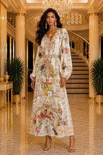 Camilla Egyptian Rose Raglan Shirred Waist Dress Size S