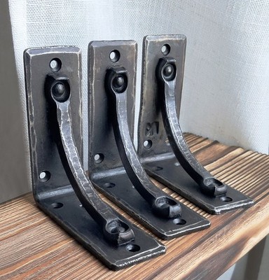 5''x7'' Metal Shelf Brackets: Hand Forged Iron Black Rustic Metal Kitchen Corbel
