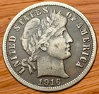 1916 Barber Dime (VG)