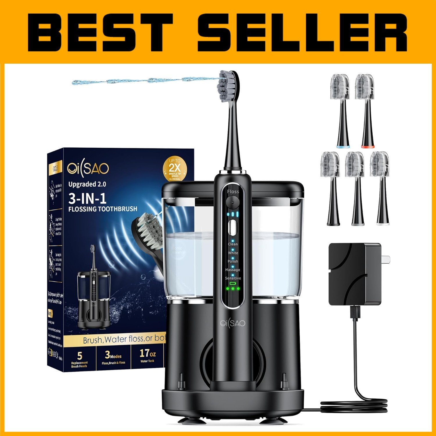 Sonic Rechargeable Electric Toothbrush & Water Flosser Combo