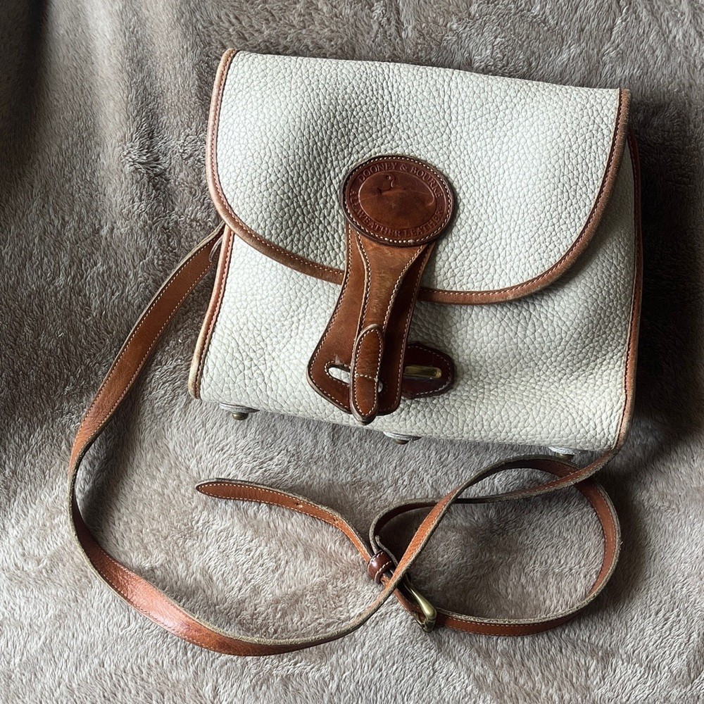 Dooney & Bourke Cream and Brown Leather Crossbody Bag
