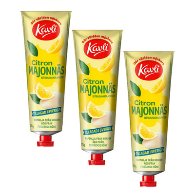 3x Kavli Lemon Mayonnaise 275g Swedish Mayo Tube Seafood Sauce Nordic Condiment