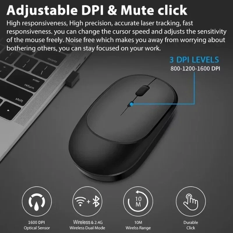 XIAOMI MI PORTABLE MOUSE WIRELESS USB BLUETOOTH MAC PC WOW Fast Shipping - Image 3 of 4