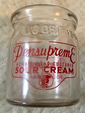 Pensupreme Sour Cream Vintage ACL Half Pint Sour Cream Jar Bottle!