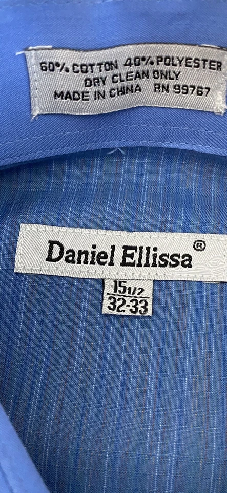Daniel Ellissa Dress Shirt For Men 15 1/2, 32/33 Cuff Link Style Shirt - Image 2 of 4