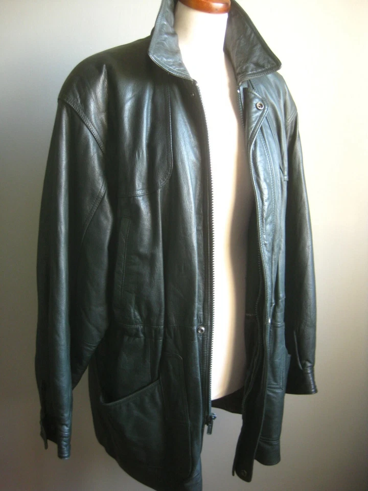 ABRIGO COCHE CUERO VINTAGE PARKA 42 44 WILSONS thinsulate verde carreras británico Foto 2 de 4