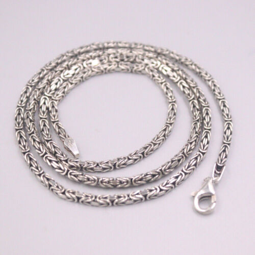 Recommend Solid 925 Sterling Silver Necklace 3mm Byzantine Link Chain 23.6inch  - Picture 1 of 7